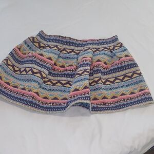 Papaya MulticolorAztec Skirt .Size Large Elastic Waist Has Stretch .cute